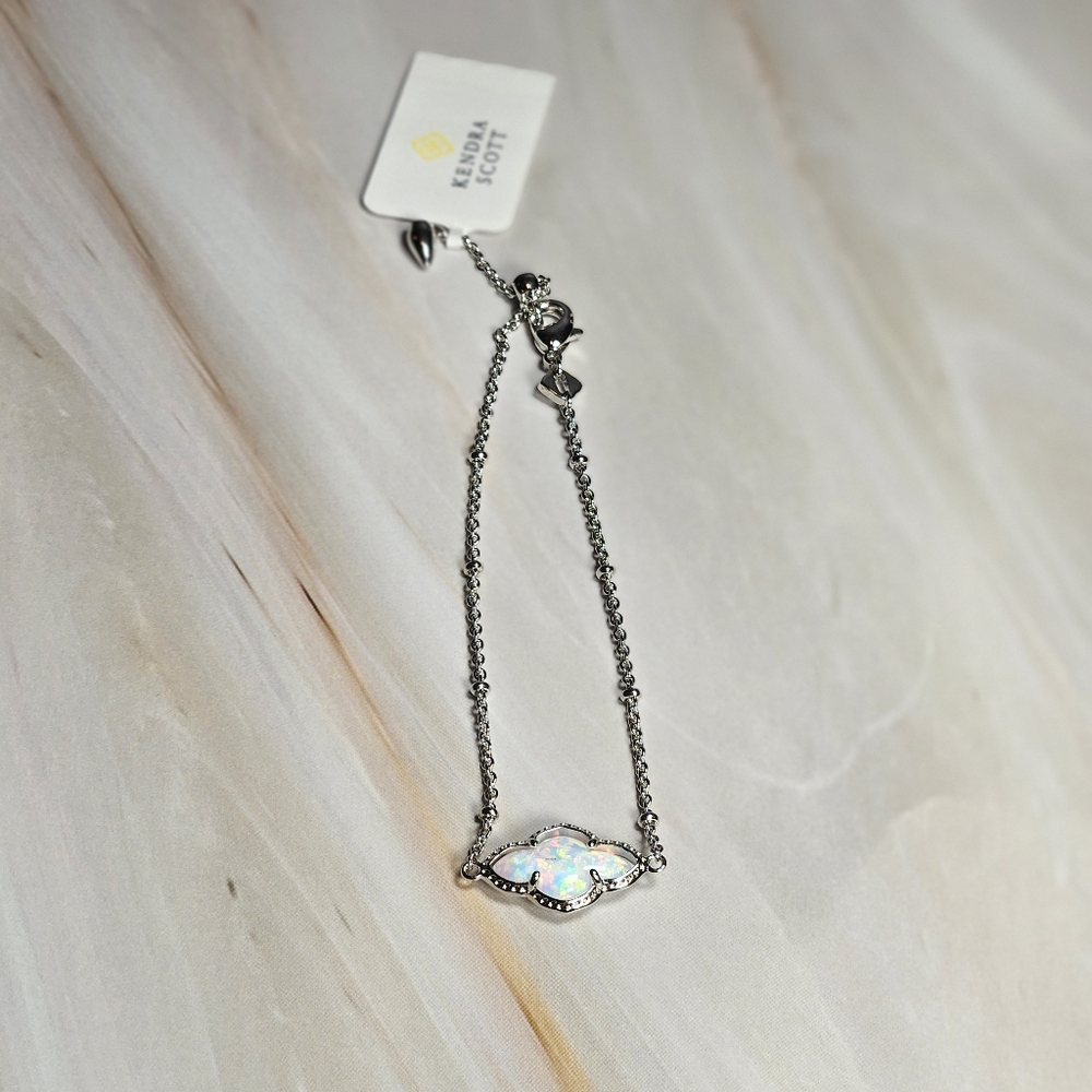 NWT Kendra Scott Abbie Satellite Bracelet Opal Silver